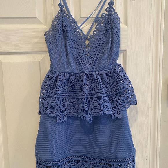 SELF PORTRAIT BLUE PURPLE LACE DRESS - Picture 5 of 5